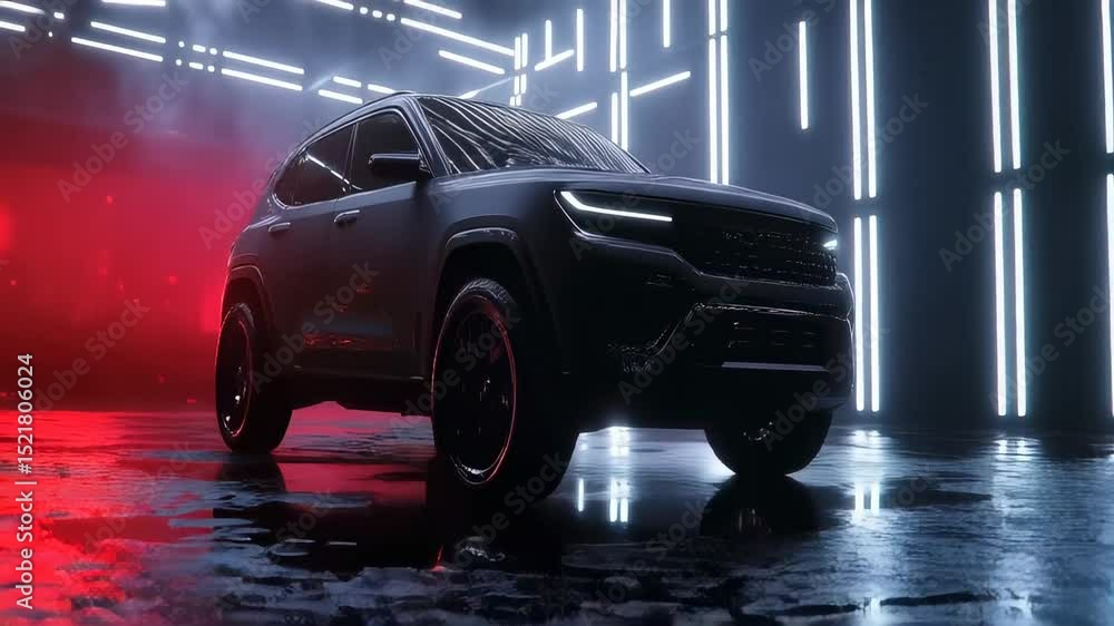 Aufkleber futuristic car rotation with dynamic movement and smooth camera turns