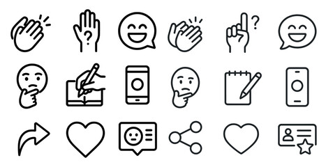 Communication and interaction icons for digital design and messaging apps