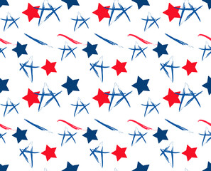 Red White and Blue Stars Freeform Seamless Repeat