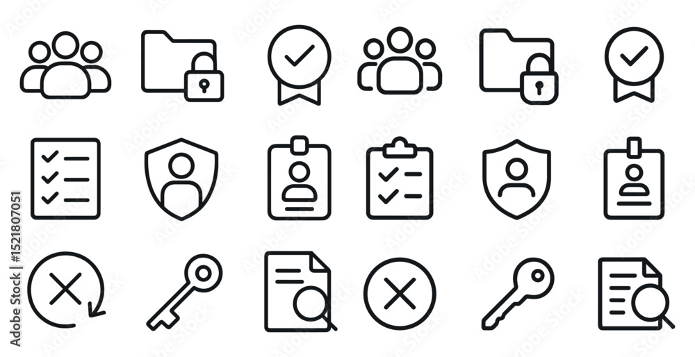 Poster minimalist security and profile icons for digital design projects