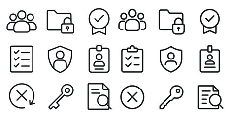 Fototapeta premium Minimalist security and profile icons for digital design projects