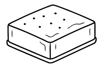 Black and White Outline of a Square Ice Cream Sandwich Dessert Treat
