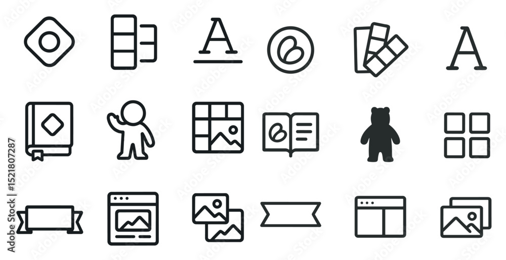 Aufkleber minimalist icon collection for digital design and interface elements