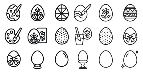 Easter egg icon set for creative design projects and holiday decoration