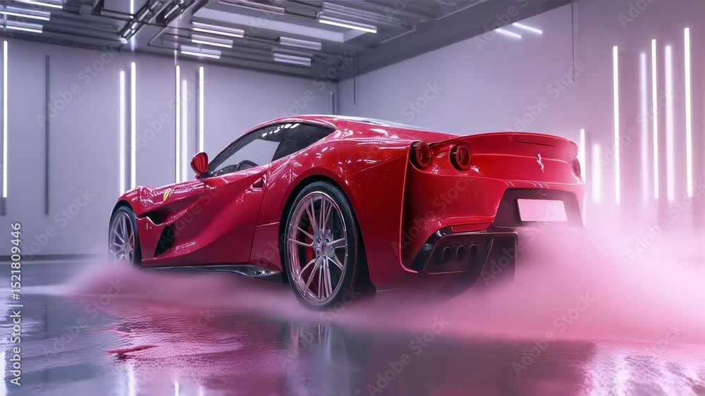 Aufkleber futuristic car drifting in motion with dynamic camera angles and smooth turns