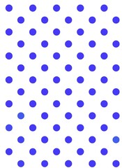 Seamless blue polka dot pattern on white background in minimalistic style for textile, wrapping paper, scrapbook, and decorative design