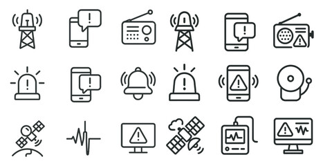 Emergency alert system icons for communication and notification design