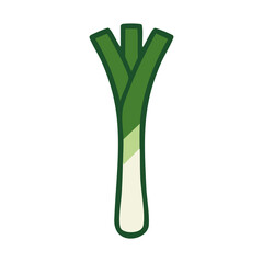 Flat vector illustration of a green onion.