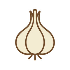 Flat vector illustration of a garlic bulb.