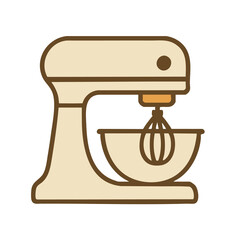 Flat vector illustration of a stand mixer.