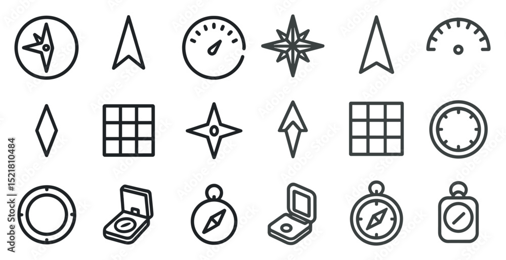 Poster navigation and direction icons for maps and travels