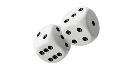 Two Generic White Six-Sided Dice Rolling in Mid-Air with Motion Blur Captured, Game of Chance Concept