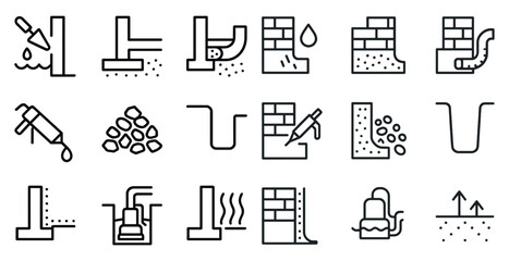 Naklejka premium Construction and waterproofing icons for building projects and design use