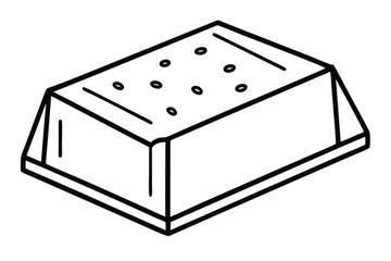 Isometric outline illustration of a box with small circles and lines on top