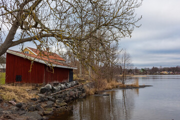 Morning view of the Sjotorp Lake,  Gota Canal, Sweden