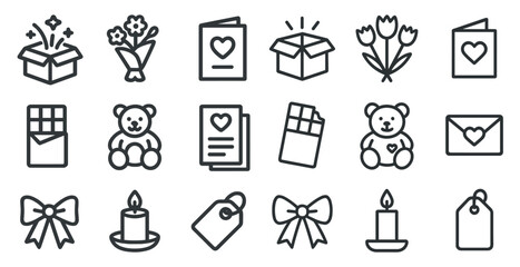 Charming gift icons collection for valentine's day and celebrations