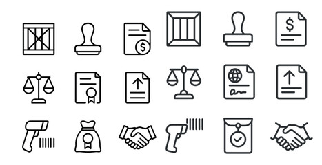 Business and legal icon set for contracts and transactions