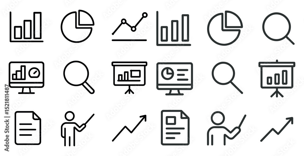 Poster business data analysis icons for presentation and report design projects