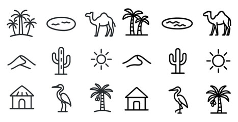 Desert icons and symbols for digital design and print themes