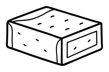 Simple Black and White Graphic Illustration of Rectangular Box with Dots on Surface