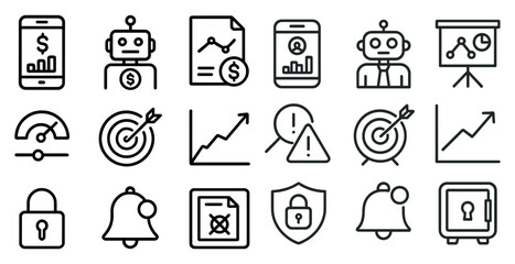 Fototapeta premium Financial and security icons for modern business and technology design projects