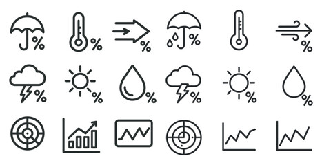 Obraz premium Weather icons collection for forecast and climate illustration