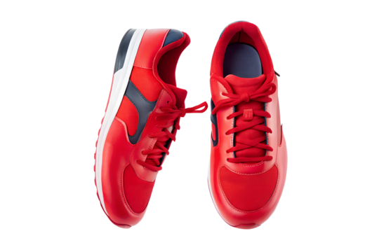 Dynamic Red Athletic Running Shoes Isolated on Transparent Background