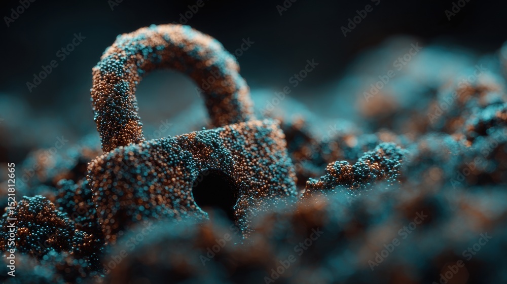 Aufkleber Padlock Covered in Tiny Spheres, Representing Cybersecurity Solutions and Data Protection Strategies in the Digital Age, With a Focus on Privacy and Encryption : Generative AI