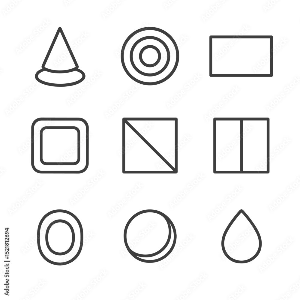 Poster shadow and gradient icons. outline icon set of shadow classifications: cast shadow, form shadow, cor
