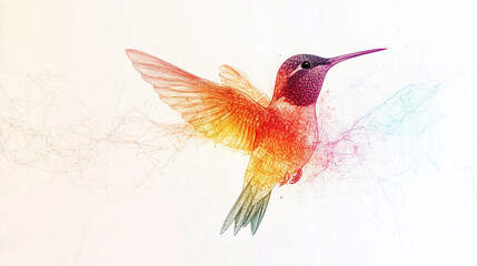Watercolor hummingbird art print colorful illustration painting design for wall decor gift idea