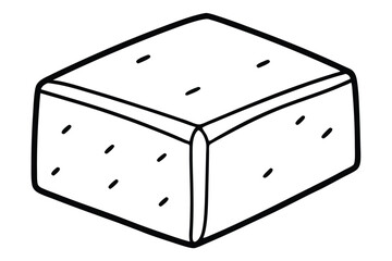 Black and White Illustration of a Cube Shape with Short Lines Texture