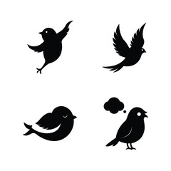 Fototapeta premium Canary bird silhouette set ideal for cheerful and melodic songbird designs vector illustration.