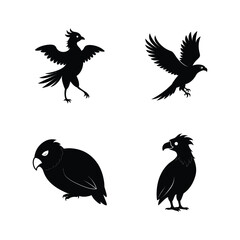Caracara bird silhouette set for tropical raptor and exotic bird themes vector illustration.