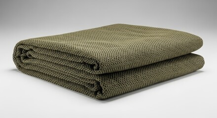 Soft, Textured Blanket in Muted Olive Green Tones Adds Warmth and Style to Any Cozy Environment With Its Inviting Appearance and Practical Design