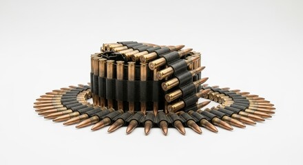Unique Artistic Creation Featuring a Hat Made Entirely From Bullets Arranged in Striking Circular Formation With a Bold Statement on Conflict