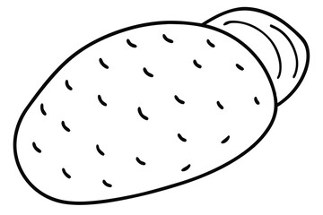Stylized Potato Outline with Sprouts and Small Eyes on its Body Illustration
