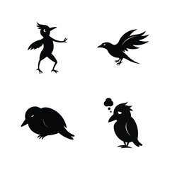 Obraz premium Creeper bird silhouette set ideal for tree climbing bird and forest scene designs vector illustration.