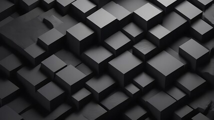 Fototapeta premium Abstract dark grey 3d cube background texture