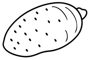 Line Art Illustration Black and White Potato Outline with EyespotLike Markings