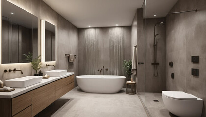Luxury suite bathroom with twin sink
