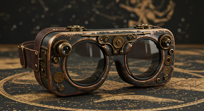 &Oacute;culos de realidade virtual com engrenagens de bronze
