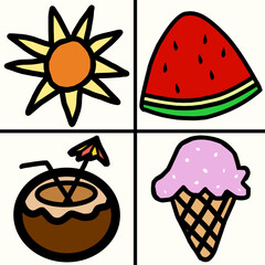 Set of vibrant fruit illustrations suitable for food, health, marketing, and educational content.