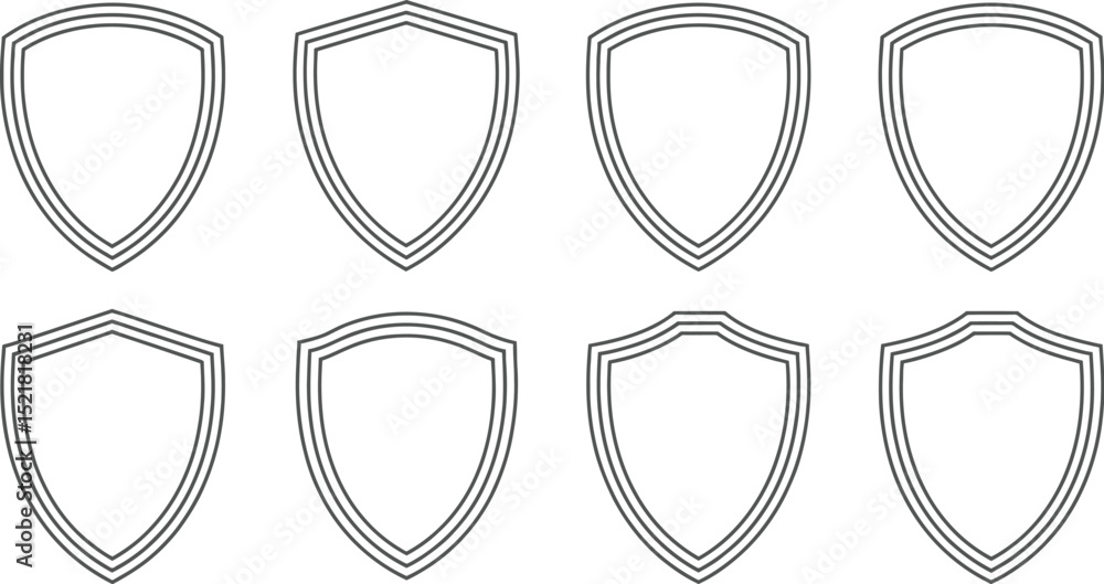 Poster eight shield outlines arranged in a grid pattern on a white background view