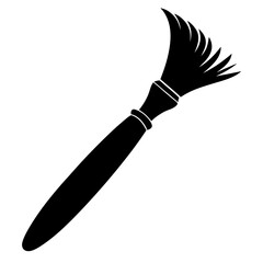 Paint Brush or Makeup Brush Silhouette, Artist and Beauty Tool Vector Icon
