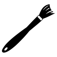 Paint Brush or Makeup Brush Silhouette, Artist and Beauty Tool Vector Icon
