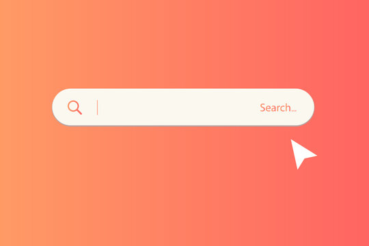 Search bar interface design with soft colors and cursor on a gradient background. Search bar for user interface. Stock Vector