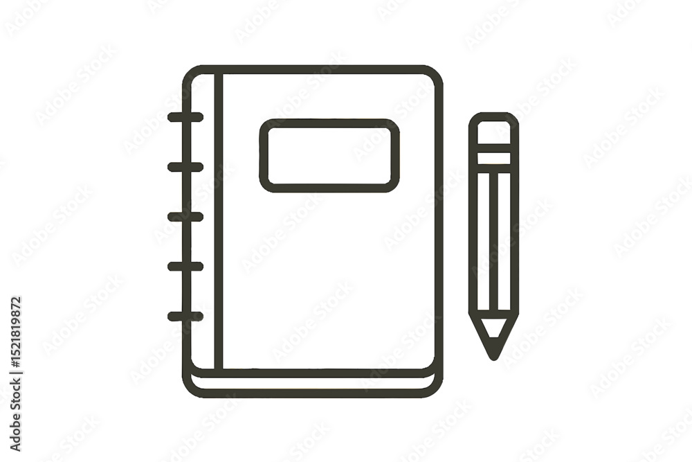 Aufkleber minimal notebook icon with pencil on a plain background