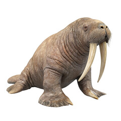 Obraz premium Walrus lounging on a rocky shore under clear skies during sunny midday in a coastal habitat