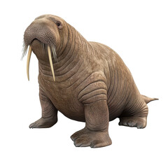 Fototapeta premium Walrus resting on rocky shore during sunny day in Arctic region highlighting marine life and natural habitat