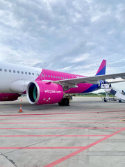Hungary, Budapest-May 12, 2024: Viseer aircraft lands passengers at the airport. High quality photo